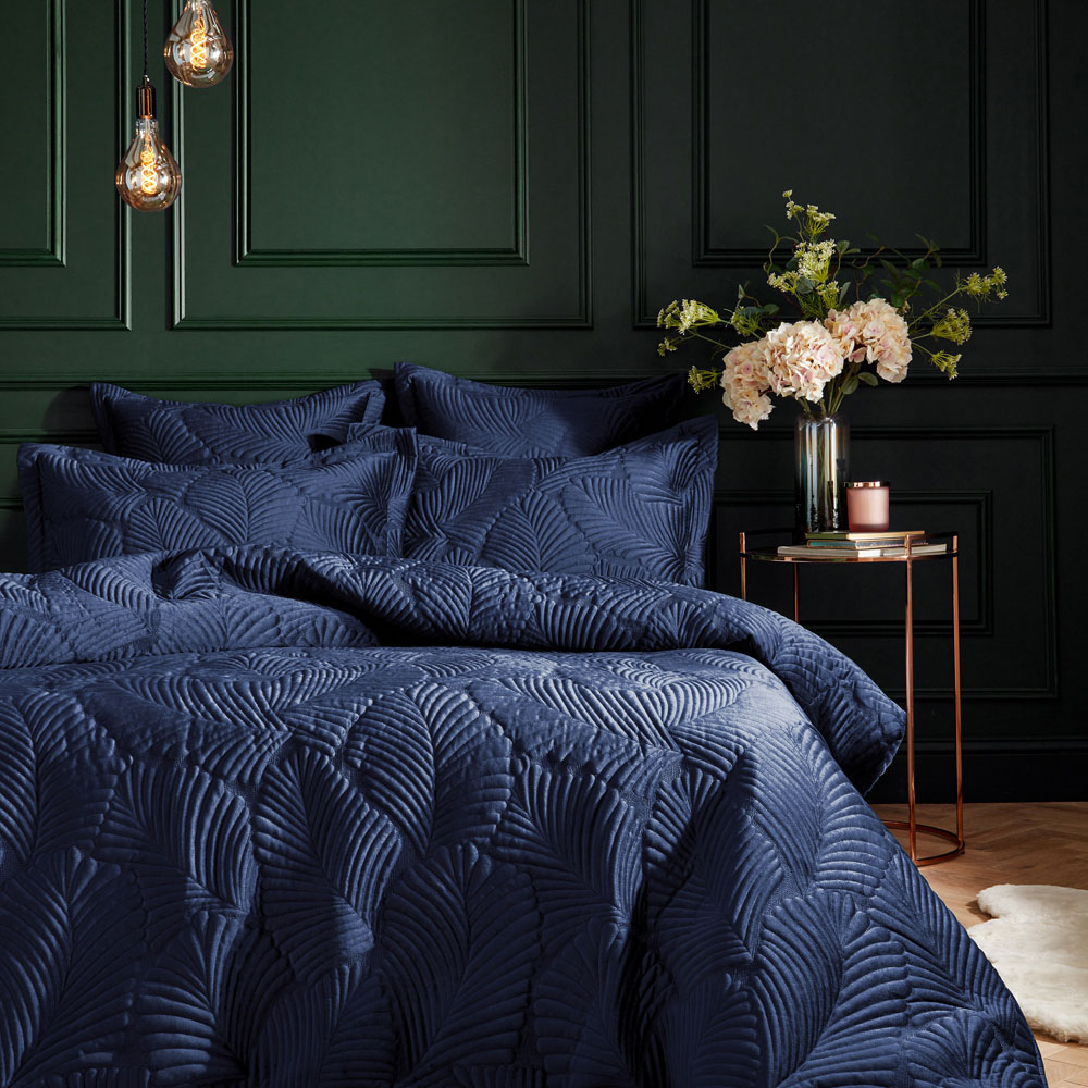 Paoletti Palmeria Super King Navy Duvet Set Image 1