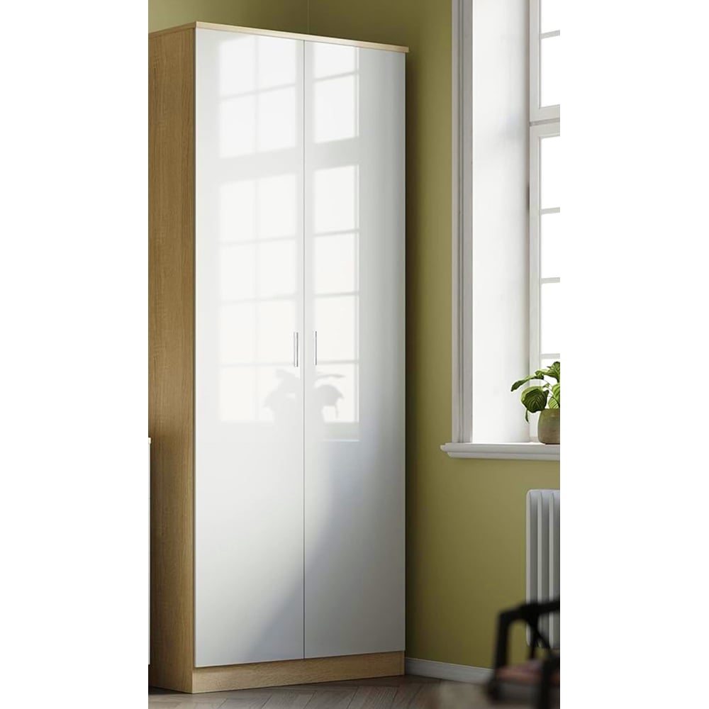 Brooklyn 2 Door White High Gloss Wardrobe Image 5