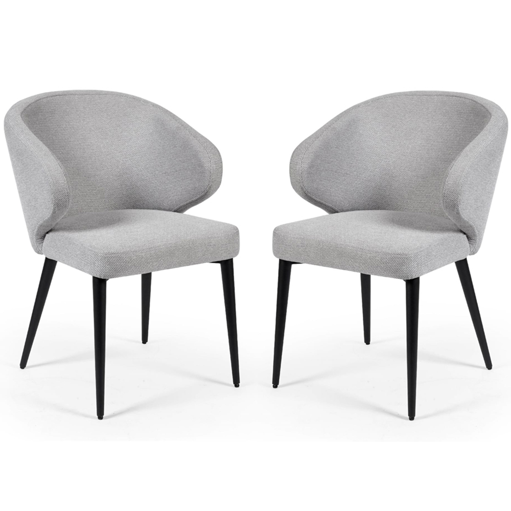 Julian Bowen Marcus Set of 2 Light Grey Fabric Dining Chair Image 2