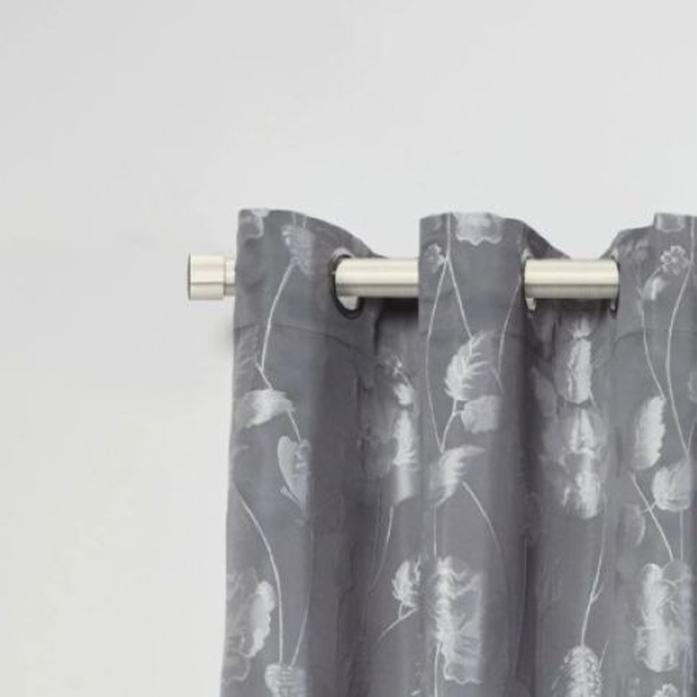 New Edge Blinds Fenton 160-300cm Extendable Brushed Silver Eyelet Metal Curtain Pole Set Image 2