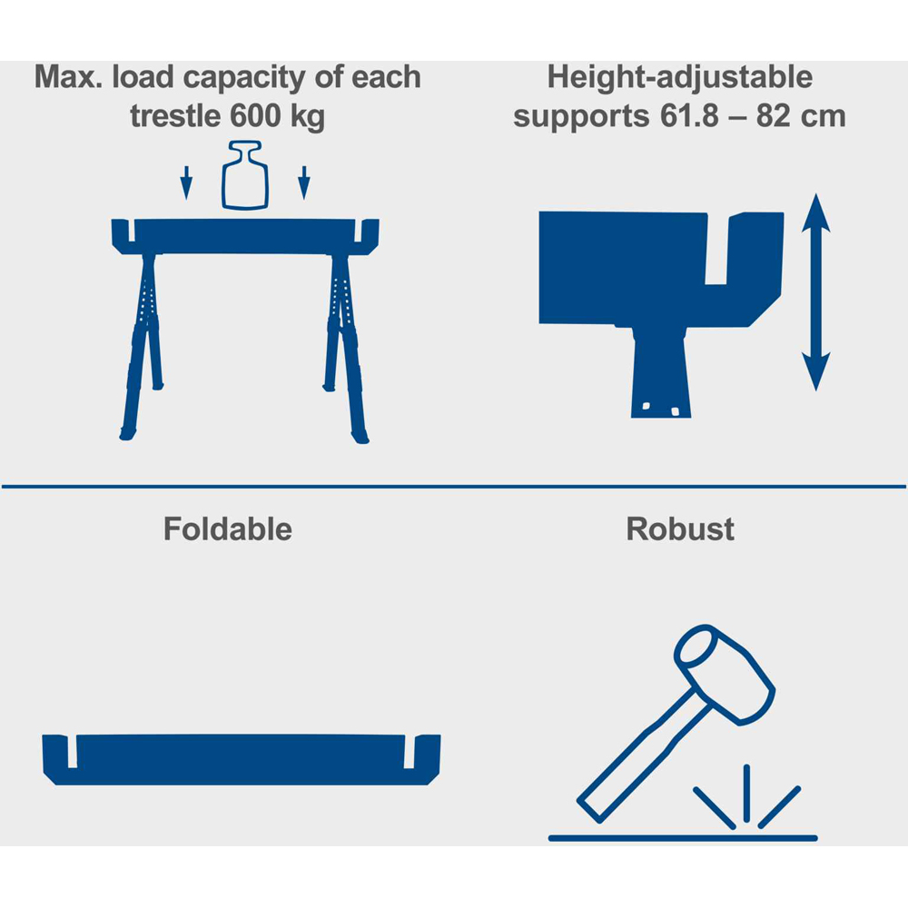 Scheppach MWB600 2 Piece 589kg Load Capacity Saw Horse Trestle Set Image 9