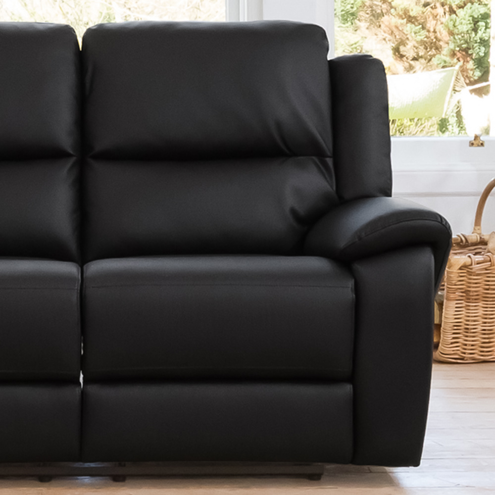 Brookhaven 2 Seater Black Bonded Leather Electric Recliner Sofa Image 2
