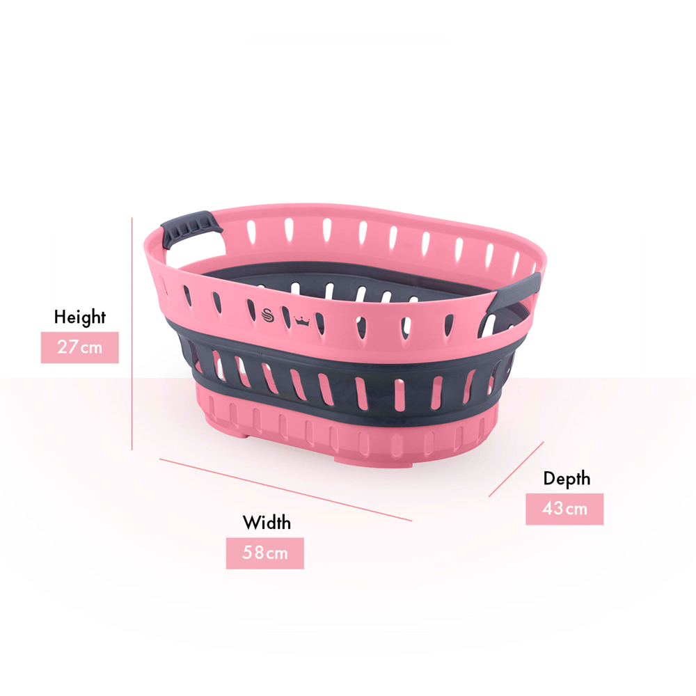 Swan x Lynsey SWLC9002QOCN Pink and Grey Oval Collapsible Laundry Basket 60L Image 8