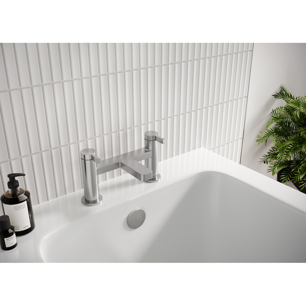 Bristan Elevar Chrome Plated Deck Mounted Bath Filler with Dual Lever Image 2