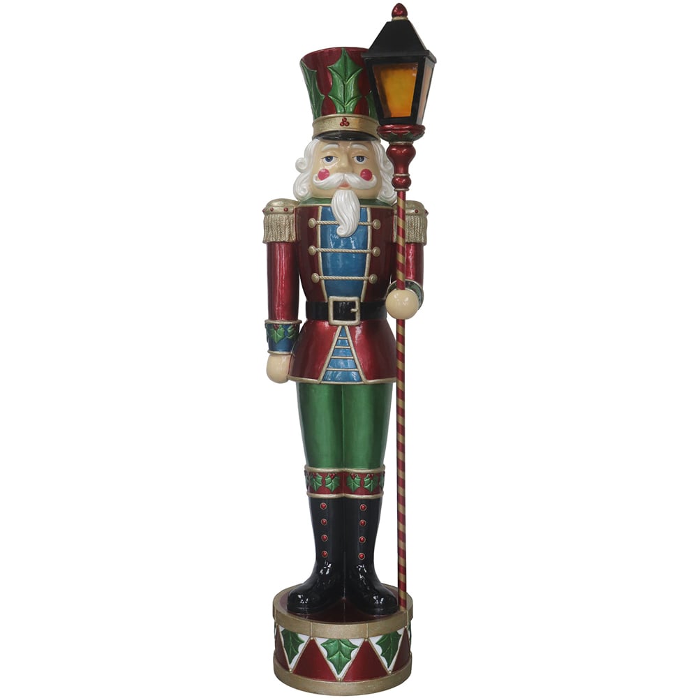The Christmas Centre Traditional Holly LED Nutcracker with Lantern 180cm Image 1