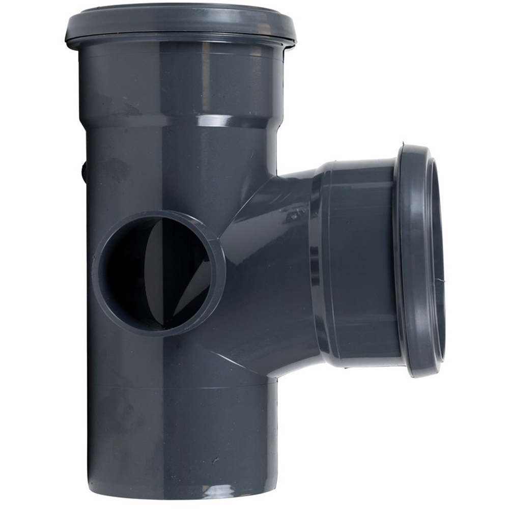 FloPlast Ring Seal Soil 92.5 Degree Branch Anthracite Grey 110mm Image 3