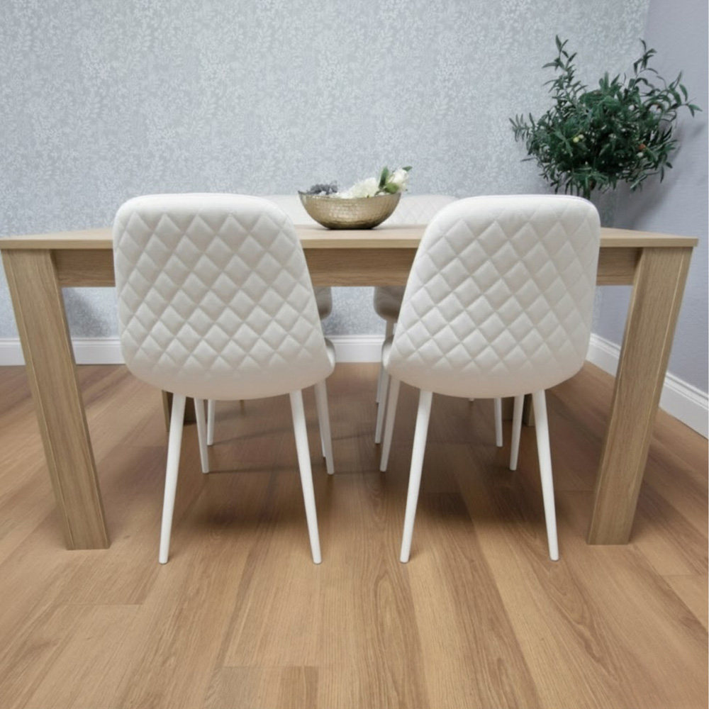 Kosy Koala 4 Seater Wooden Dining Table Set Oak Effect and White Image 5