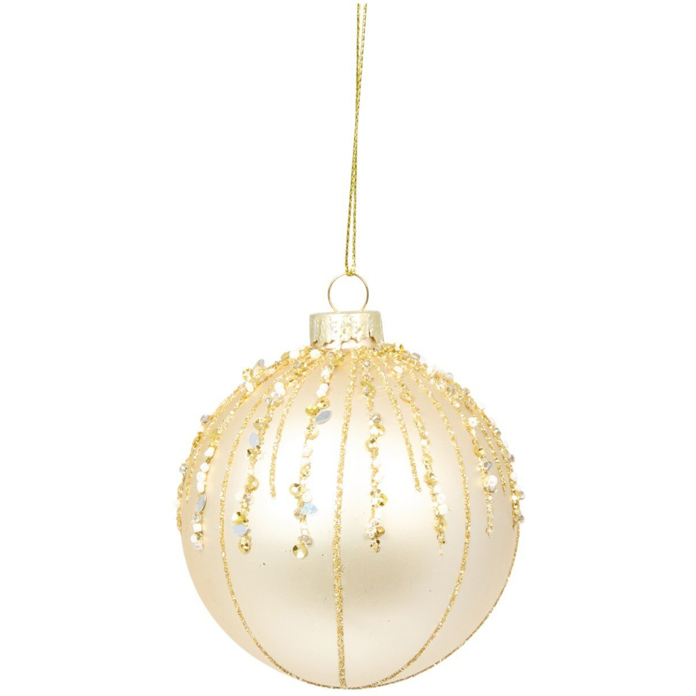 Pack of 6 Glass Baubles Champagne Image 4