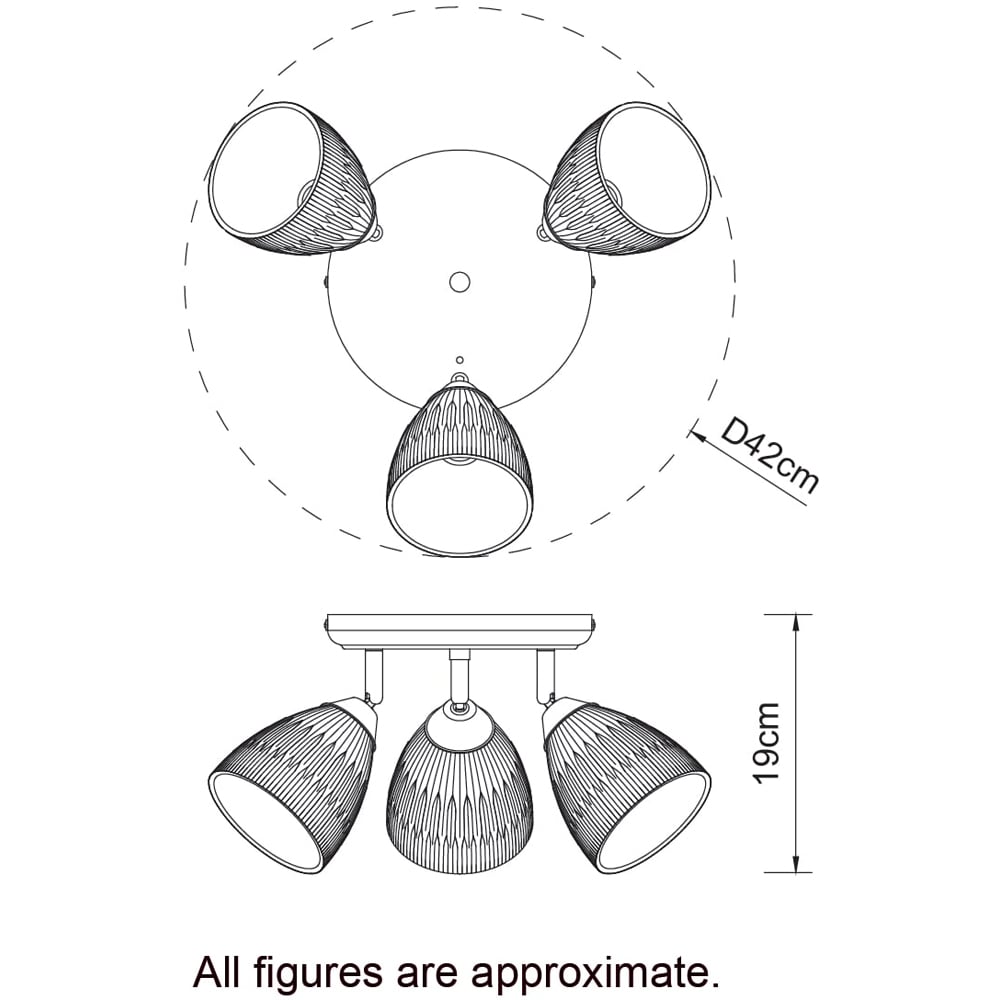Cosylyte Athella Bathroom 3 Light Modern Ribbed Glass Spotlight Image 7