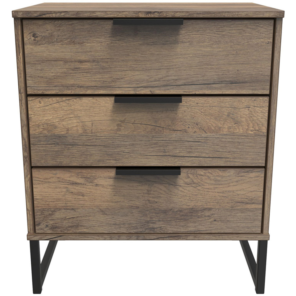 Crowndale Hong Kong 3 Drawer Vintage Oak Midi Chest of Drawers Ready Assembled Image 3