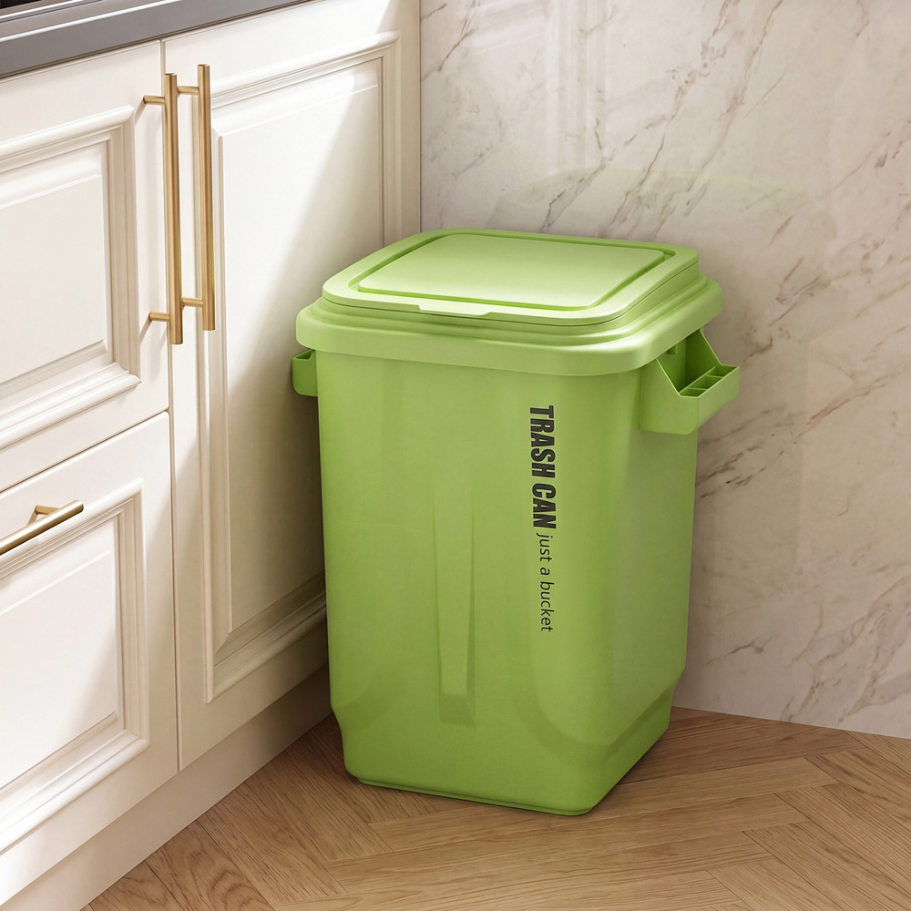 Living and Home Green Industrial Flip Top Rubbish Bin 23L Image 2