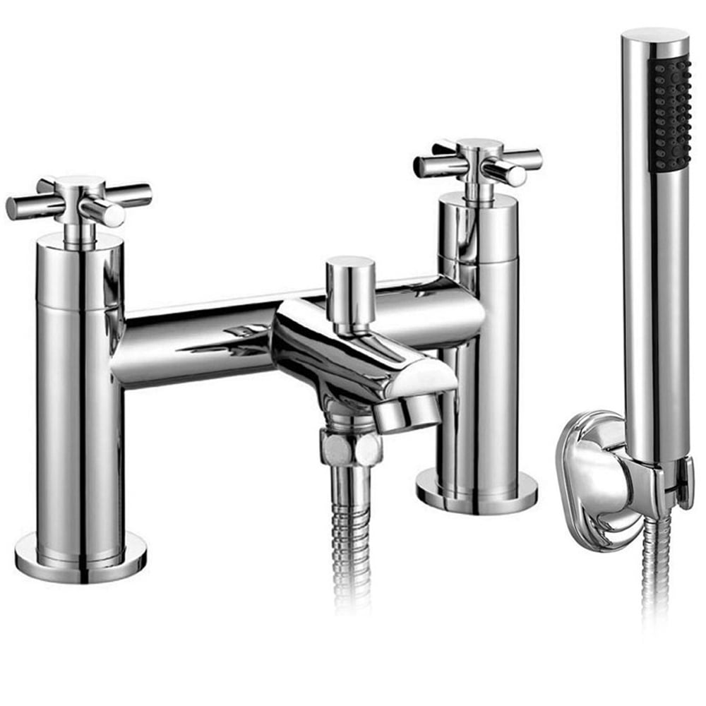 Nes Home Croxen Chrome Cross Head Bath Shower Mixer Tap with Handset Image 1