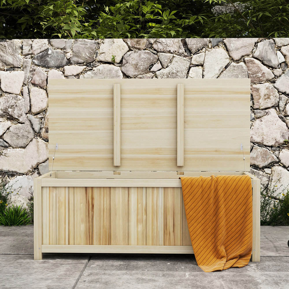 Outsunny 172L Natural Garden Storage Box Image 3