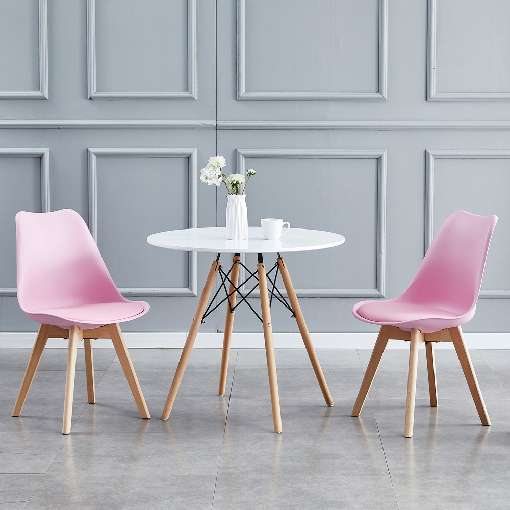 Eva Set of 2 Pink Padded Dining Chairs Image 8