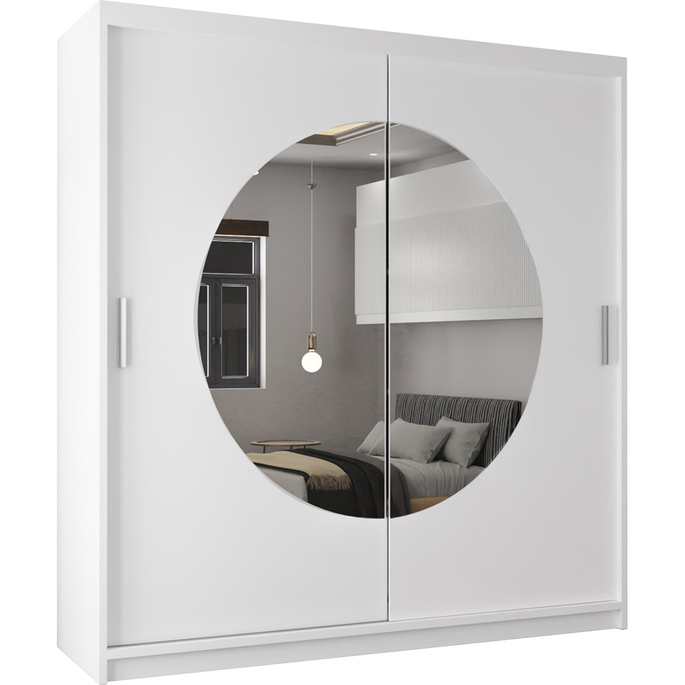 Sliding Wardrobes 4U Moon 2 Door White Wide Mirrored Wardrobe Image 2