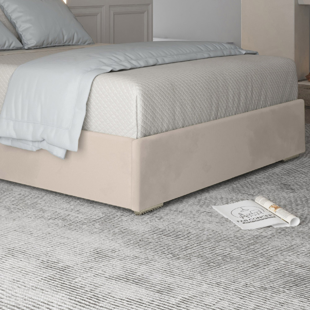 Tammy Single Silver Soft Velvet Upholstered Metal Bed Frame with Panelled Headboard Image 4