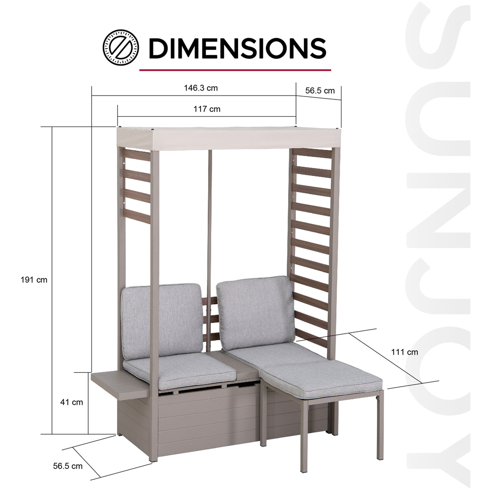 Sunjoy 2 Seater Under storage Patio Loveseat with Footstool and Canopy Image 9