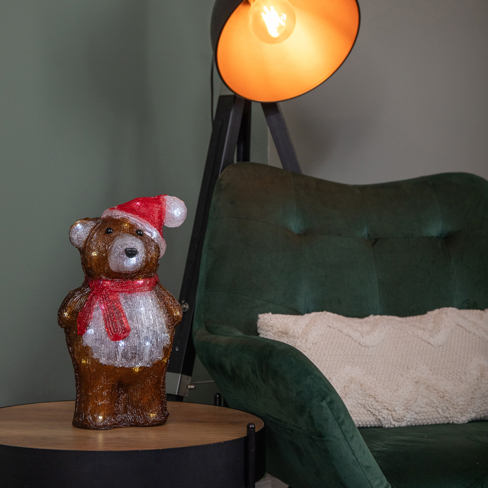 Samuel Alexander 40 Cool White LED Battery Operated Light-Up Ice Teddy Christmas Decoration 34cm Image 2