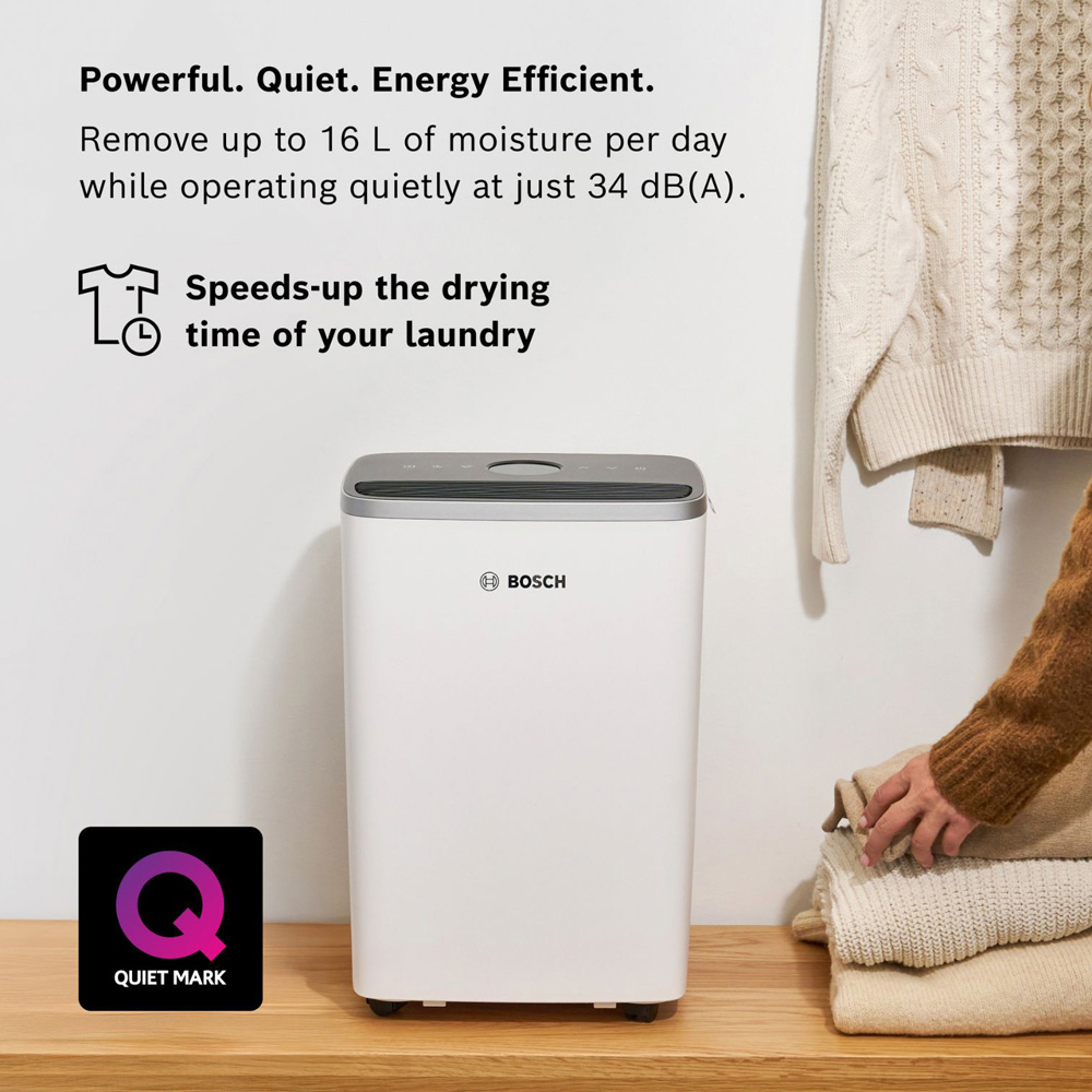 Bosch Dry 4000 White Lightweight Dehumidifier with LED Light Ring 16L Image 3