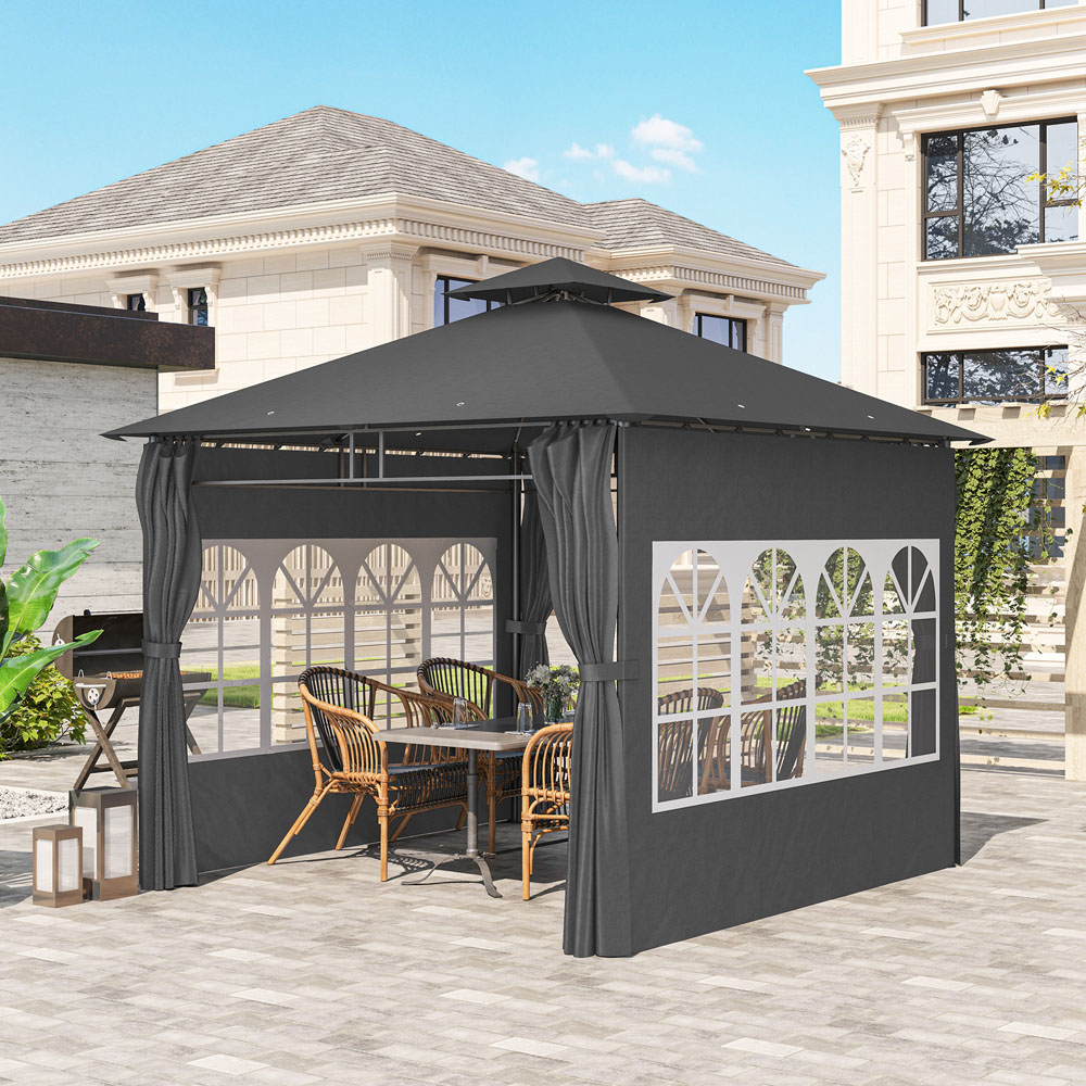 Outsunny 3 x 3m 2 Tier Dark Grey Canopy Garden Gazebo Image 3