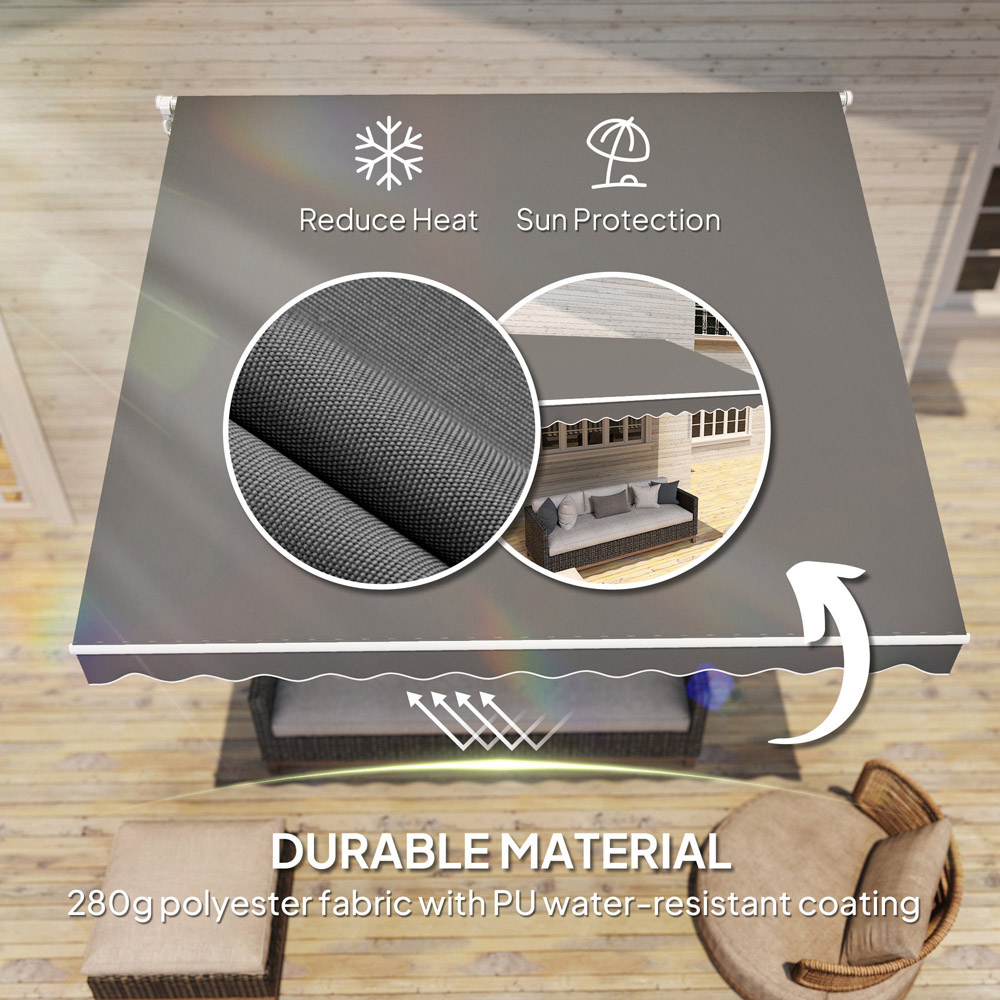 Outsunny 2.95 x 2.5m Dark Grey Retractable Awning with Crank Handle Image 8