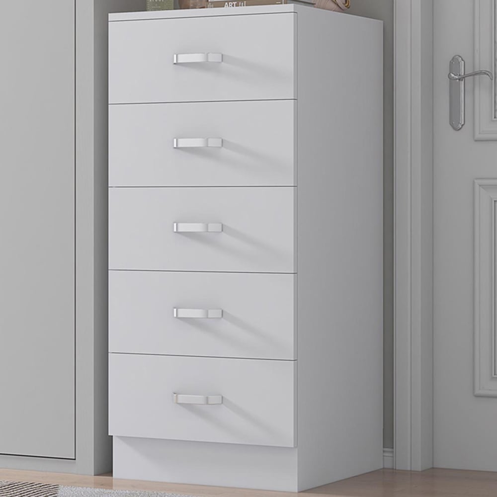 FWStyle Tunis Matt White 5 Drawer Slim Chest Image 1