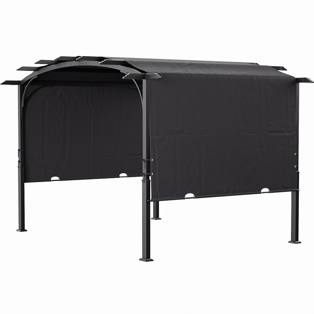 Living and Home Dark Grey Metal Retractable Arched Pergola 7.4 x 11.8ft Image 2