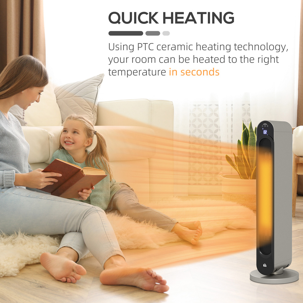 HOMCOM Silver Ceramic Heater 2200W Image 5