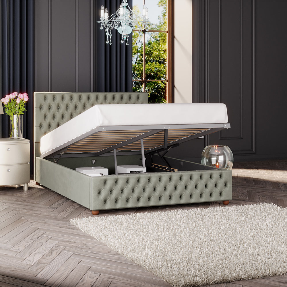 Laurence Llewelyn Bowen Seren Super King Size Duck Egg Plush Velvet Ottoman Bed Image 2