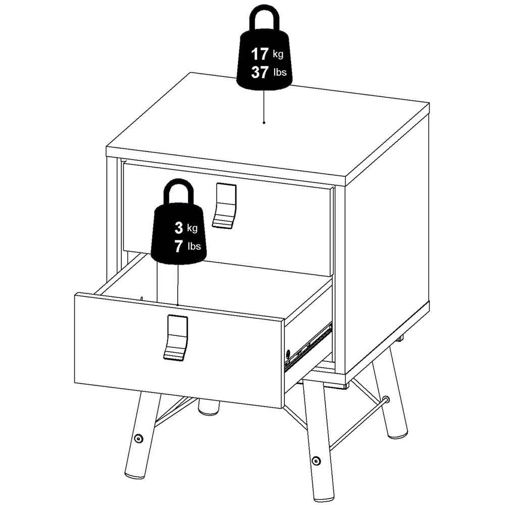 Florence Ry 2 Drawer Jackson Hickory Oak Bedside Table Image 9