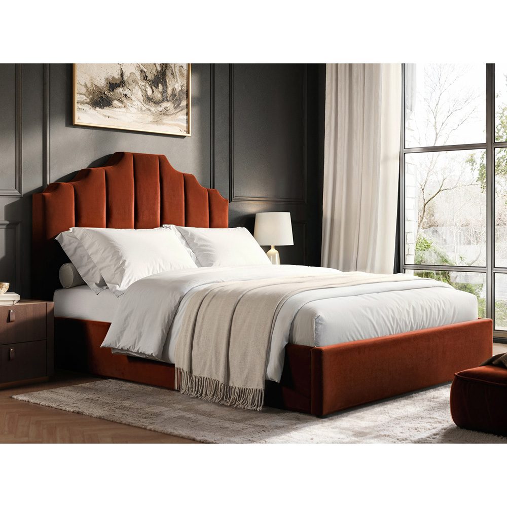 Flair Margot Double Orange Velvet Ottoman Bed Image 6