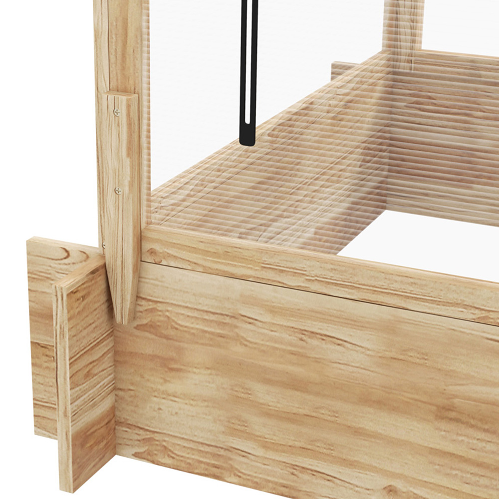 Outsunny Natural Wood Effect Raised Bed Garden Box Planter with Greenhouse Image 3