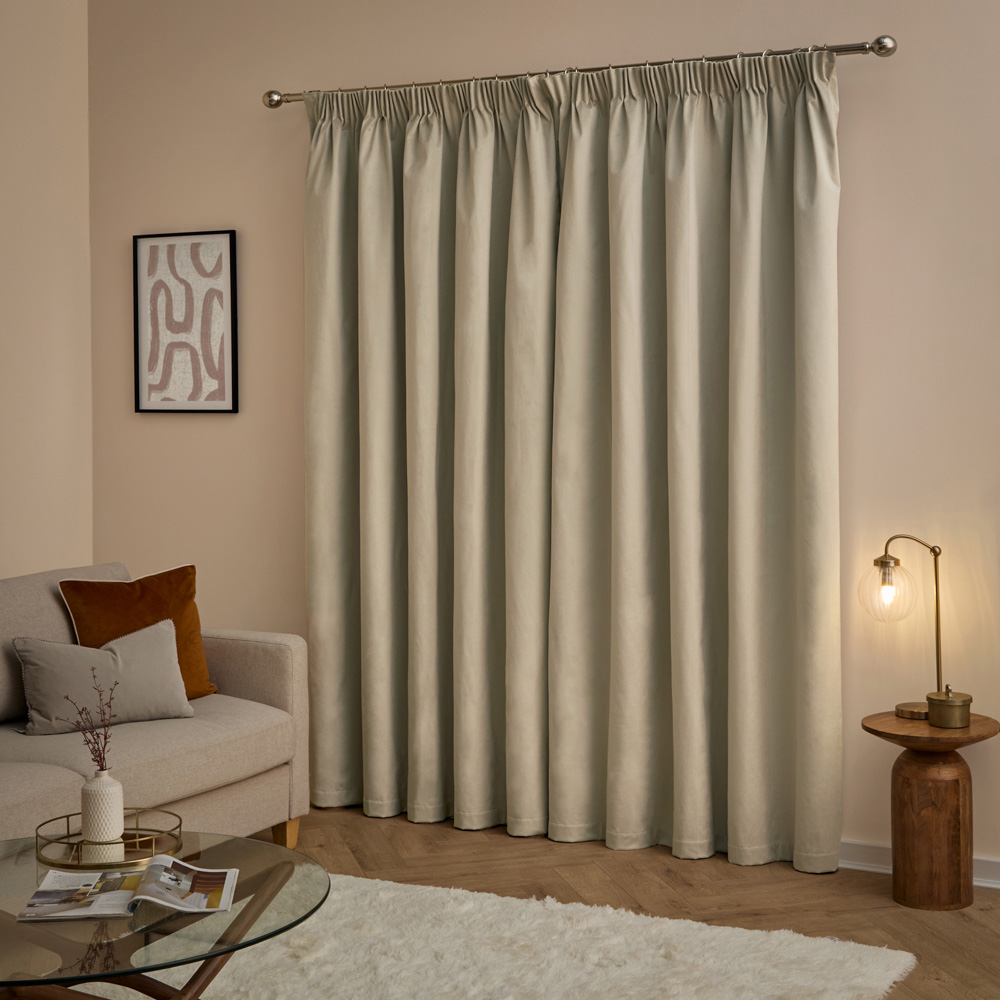 Furn The Ultimate Natural Velvet Blackout Pencil Pleat Curtains 168 x 137cm Image 2