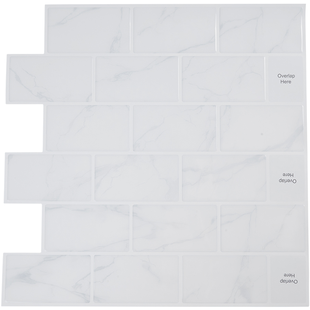 Living and Home White Marble Peel and Stick Wallpaper Tile 30 x 30cm 10 Pack Image 4