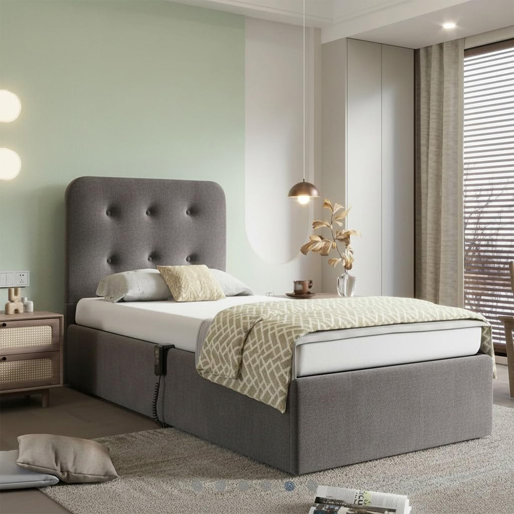Paradise Beds The Linda Grey Small Double Adjustable Mobility Bed with Mattress and Headboard Image 2