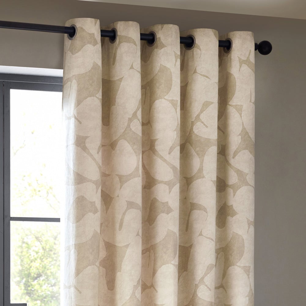 Hoem Brinn Natural Abstract Eyelet Curtains 168 x 229cm Image 4