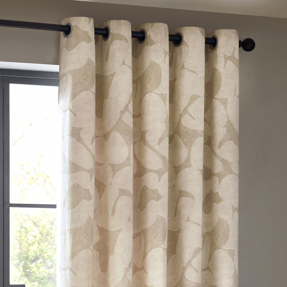 Hoem Brinn Natural Abstract Eyelet Curtains 168 x 183cm Image 4