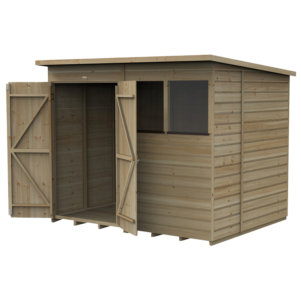 Forest Garden 8 x 6ft Beckwood Double Door 2 Window Pent Shed Image 1