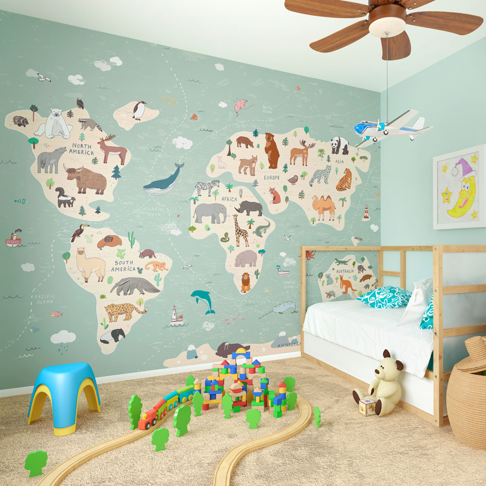 Origin Murals Childrens World Map Multicolour Wall Mural Image 3
