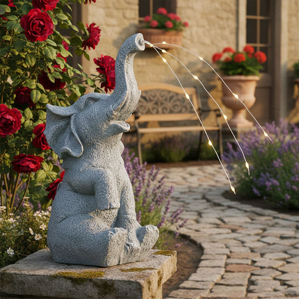 Living and Home Solar Powered LED Elephant Garden Ornament Image 6