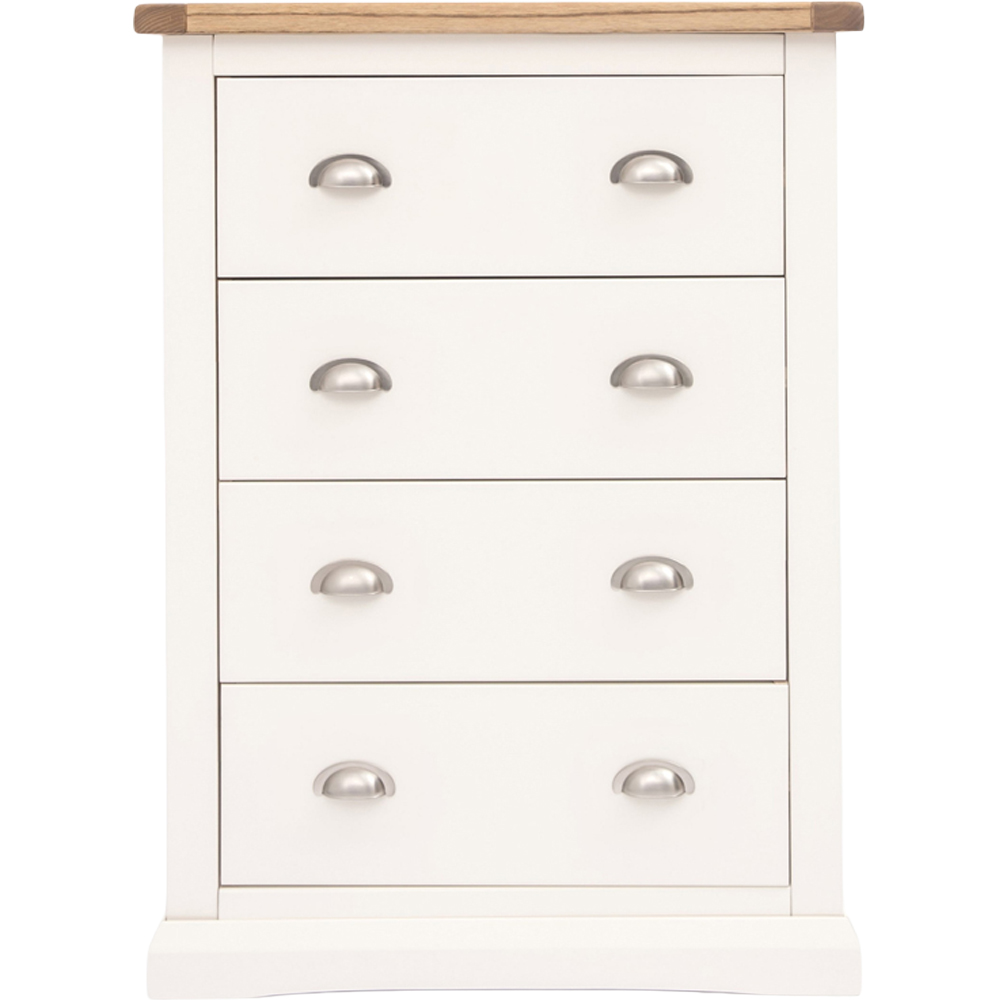 Cabinet Bits Cosenza 4 Drawer Off White Chrome Cup Handle Chest of Drawers Image 2