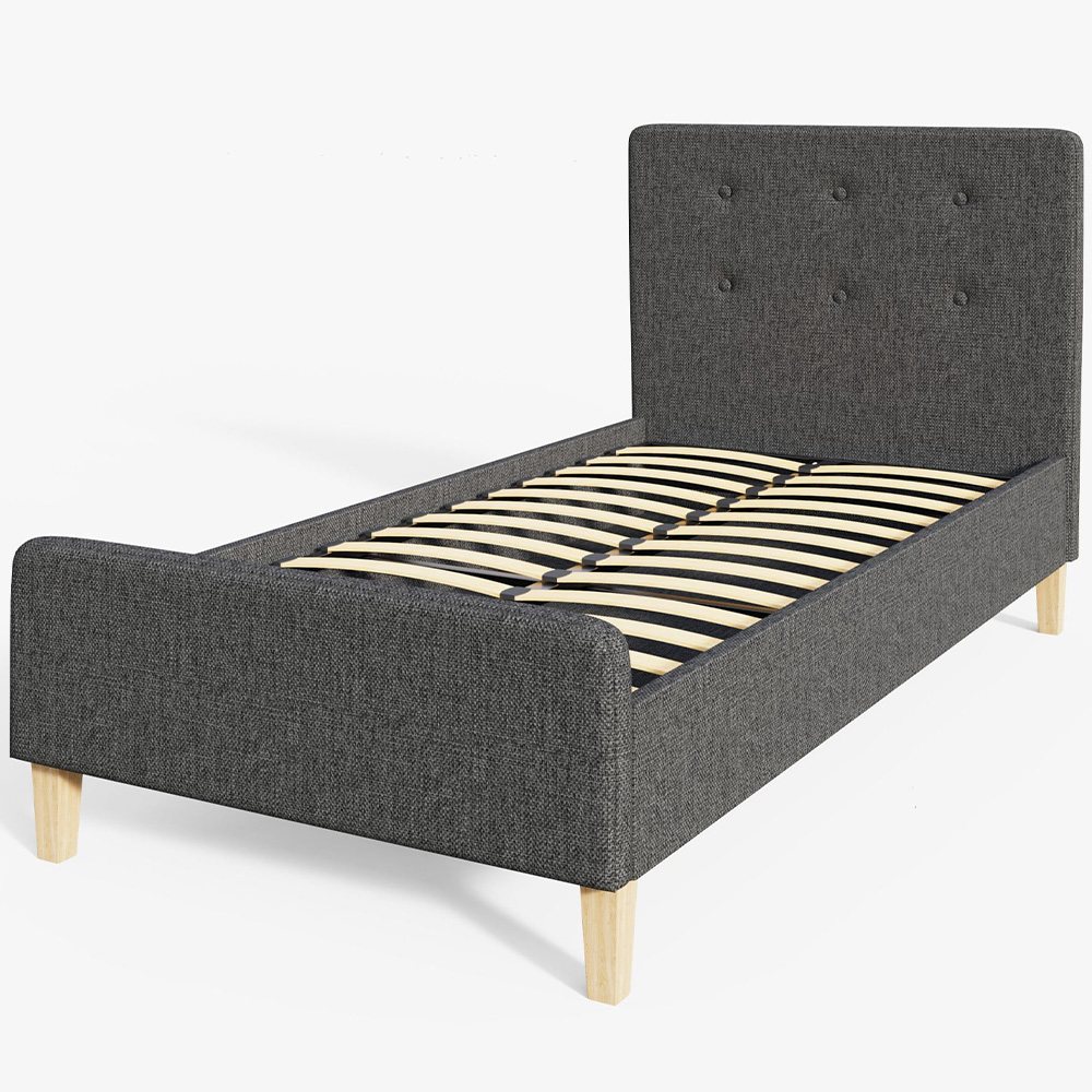 GFW Ashbourne Single Grey Bed Frame Image 3
