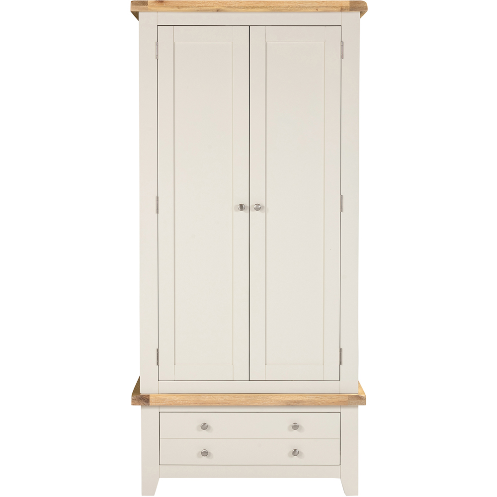 Seconique Windsor 2 Door Single Drawer Ivory and Oak Wardrobe Image 4