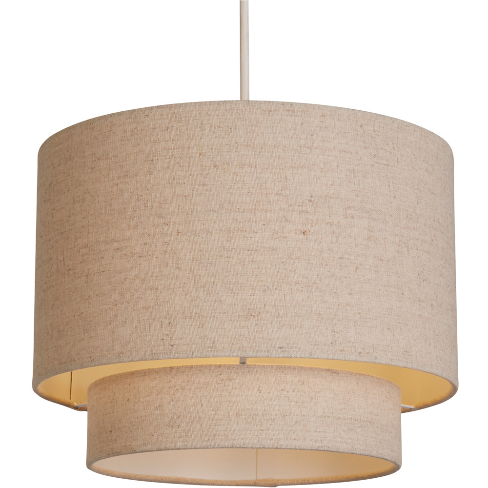 Lighting Collection Alina 2 Tier Natural Linen Ceiling Shade Image 3