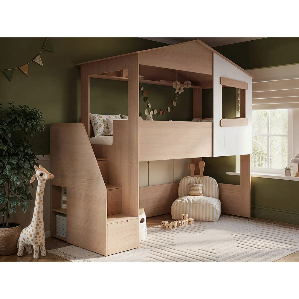 Flair Dreamland Oak Play House Staircase Mid Sleeper Image 6