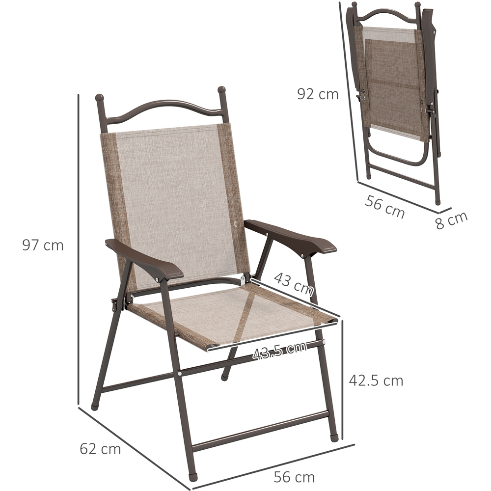 Outsunny Set of 2 Mixed Brown Folding Garden Chair Image 9