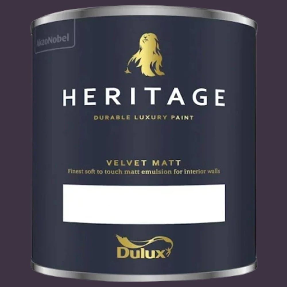 Dulux Heritage Walls and Ceilings Dark Aubergine Velvet Matt Emulsion Paint 1L Image 2