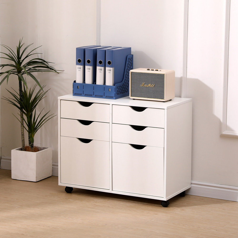 MMT Furniture Designs 2 Door 4 Drawer White Under Desk Storage Cabinet Image 6