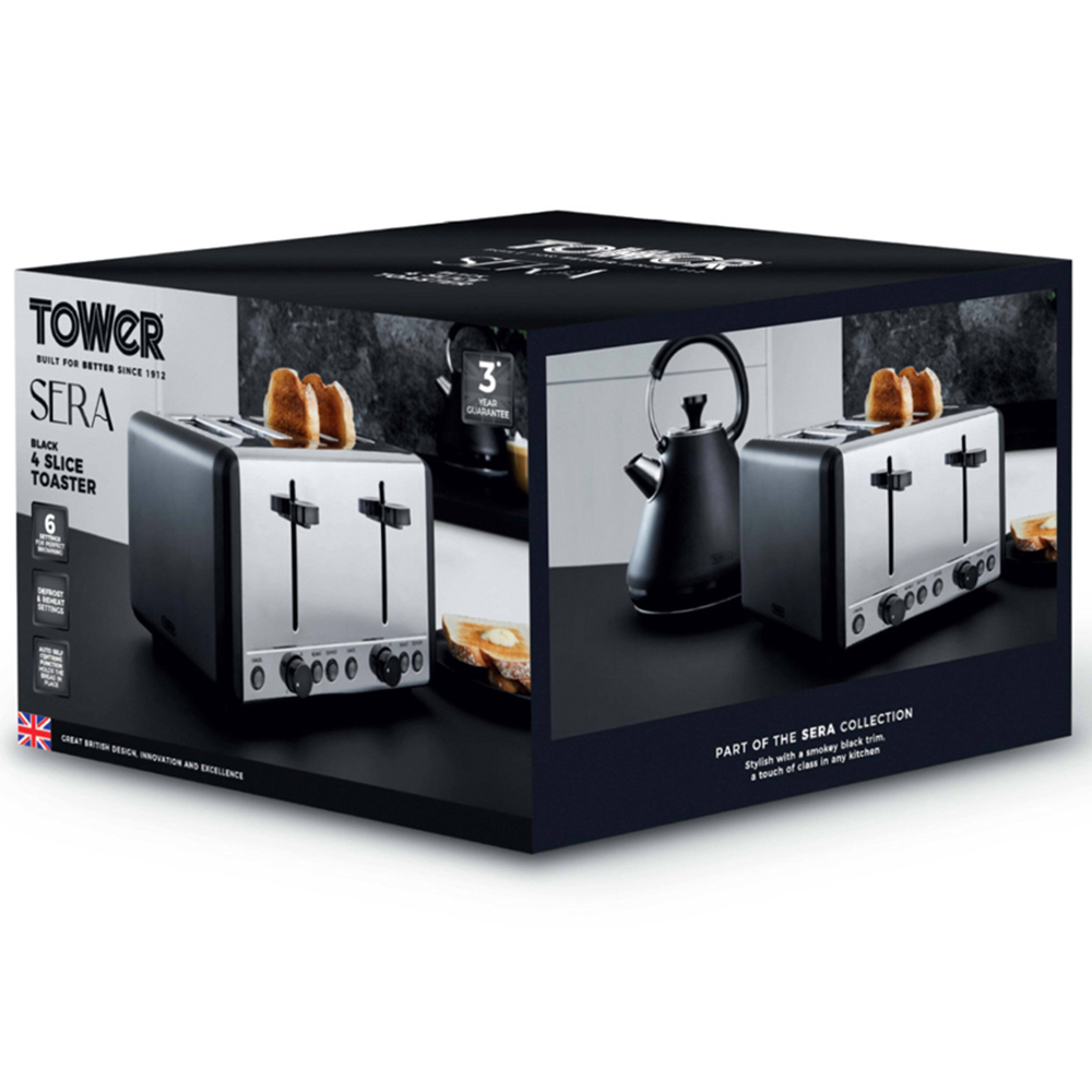 Tower Sera T20086BLK Black 4 Slice Toaster Image 2