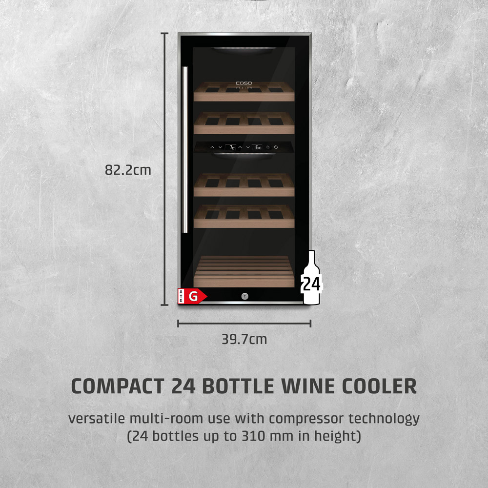 CASO Design WineComfort 644 Black 24 Bottle Wine Cooler Fridge Image 8